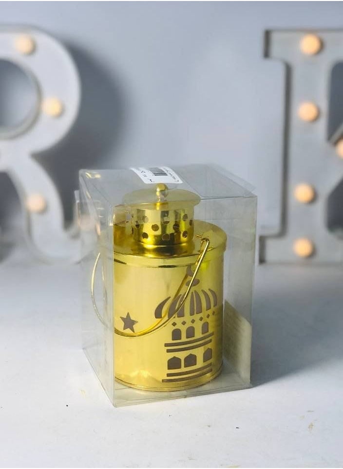 Metal lantern and lanterns excellent closure Round lantern Size: 14 cm Lantern with lights and a worm