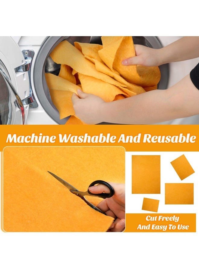 Seewey Roshtia 10 Pcs Chamois Towel Multi Purpose Shammy Cloth Mop Cleaning Cloth Machine Washable Water Absorbent Towels Anti Scratch for Home Car Kitchen Floor Pets Cleaning Drying, Orange - Image 4