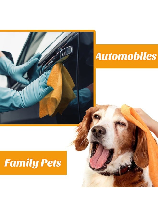 Seewey Roshtia 10 Pcs Chamois Towel Multi Purpose Shammy Cloth Mop Cleaning Cloth Machine Washable Water Absorbent Towels Anti Scratch for Home Car Kitchen Floor Pets Cleaning Drying, Orange - Image 5