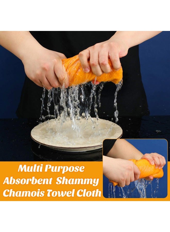 Seewey Roshtia 10 Pcs Chamois Towel Multi Purpose Shammy Cloth Mop Cleaning Cloth Machine Washable Water Absorbent Towels Anti Scratch for Home Car Kitchen Floor Pets Cleaning Drying, Orange - Image 2