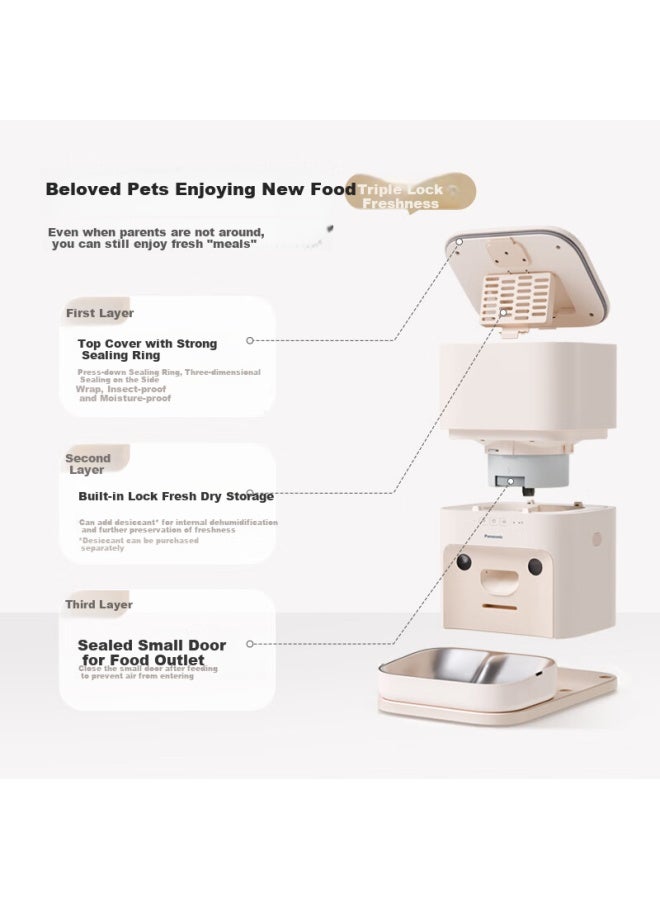 Panasonic Ai Pet Smart Automatic Dual-compartment Feeder, Timed And Quanative, Video Monitoring