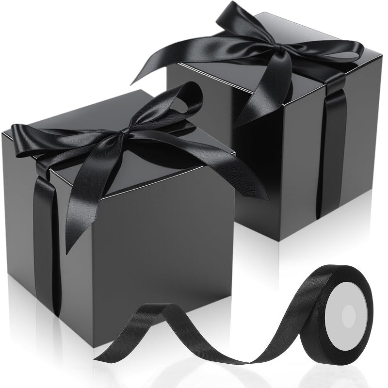 MotiMind 48 Pcs Wedding Gift Boxes with Ribbon Small Party Favor Boxes with Lids Mini Treat Candy Container for Easter Party Birthday and MoreBlack4 Inch - Image 2