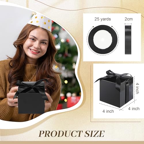 MotiMind 48 Pcs Wedding Gift Boxes with Ribbon Small Party Favor Boxes with Lids Mini Treat Candy Container for Easter Party Birthday and MoreBlack4 Inch - Image 3