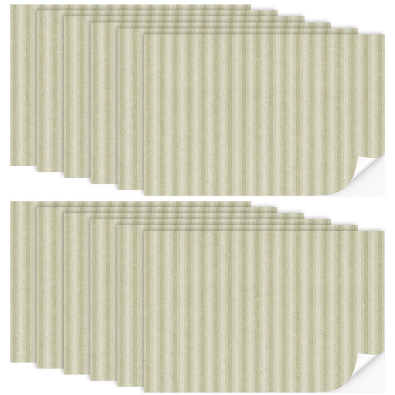 Flutesan 12 Pcs Miniature Dollhouse Wallpaper and Flooring Peel and Stick Mini DIY Self Adhesive Dollhouse Accessories 8.27 x 11.69 Inch (Vintage Stripes) - Image 1