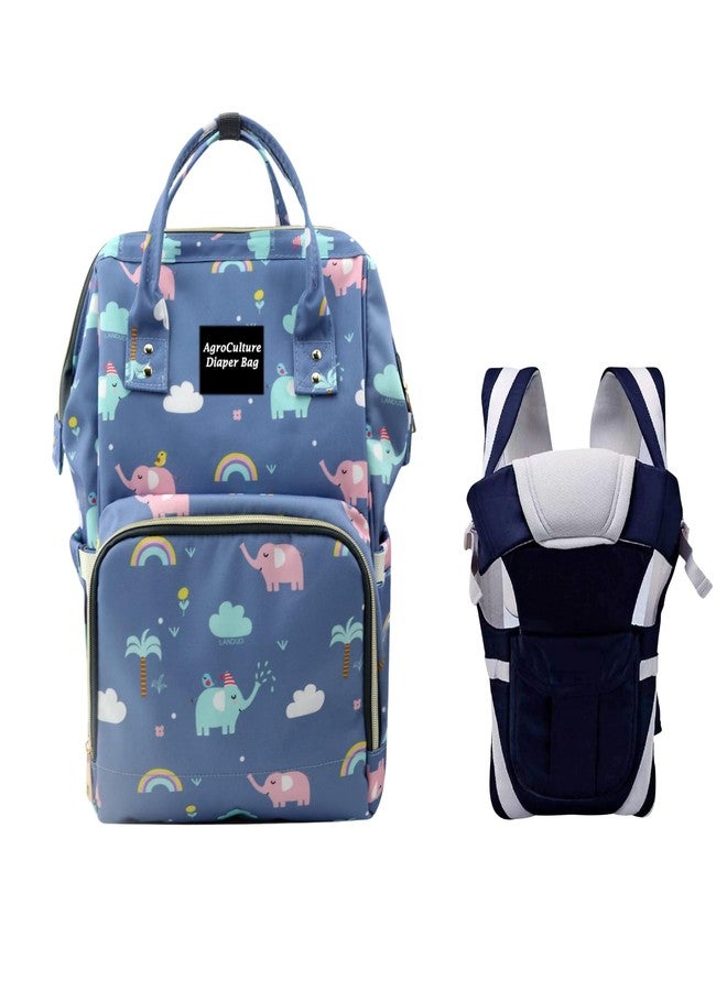 Tip 'n' Top Premium Baby Diaper Bag for Mother + Blue Baby Carrier, Baby Diaper bag (Blue) Pack up 2 - Image 1