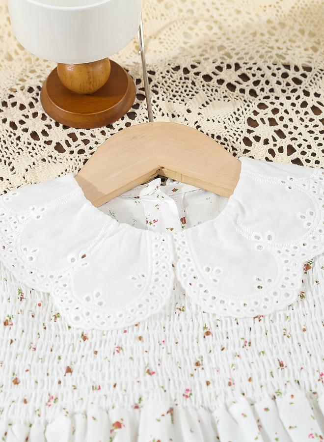 تايك تو فستان بناتي بطبعة زهور وياقة بيتر بان - Image 3