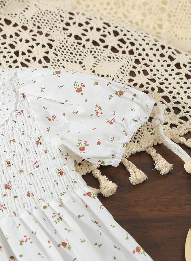 تايك تو فستان بناتي بطبعة زهور وياقة بيتر بان - Image 5