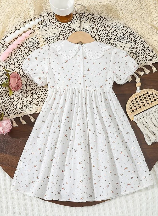تايك تو Take Two Girls Ditsy Print Peter Pan Collar Dress