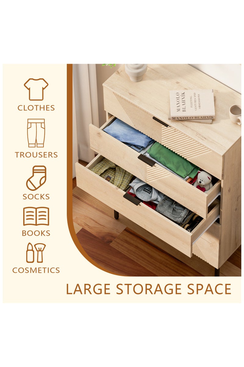 Chogori 5 Drawer Dresser for Bedroom, Fluted Tall Dresser for Closet, Wooden Chest of Drawers for Living Room, Hallway - Image 5
