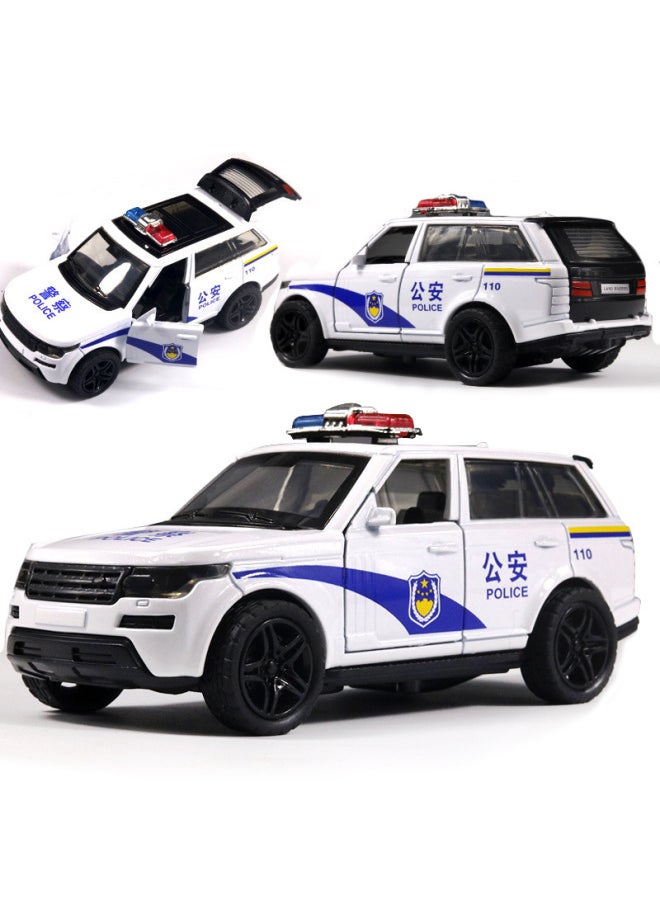 (Window Box) Sound And Light Cross-country Alloy Sports Car Model Children's Toys Car Boy Gift Generation-Color:Open The Window Box-sound And Light Version Three Open The Door To Take The Police Car White  - Image 1