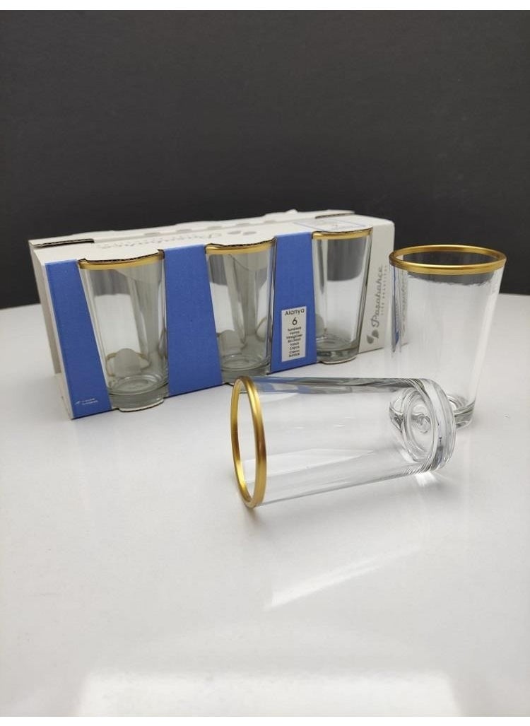Paşabahçe 52291G Gilded Alanya Coffee and Water Glasses 6 Pieces  - Image 1