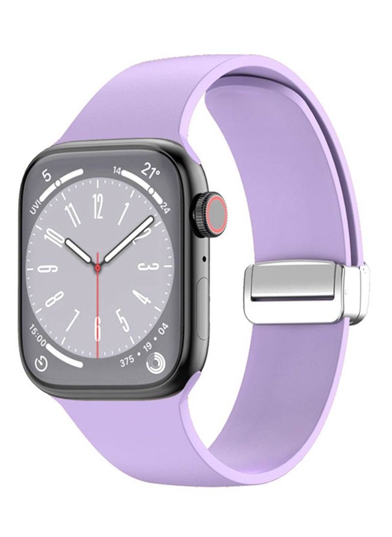 Generic Silicone Sport Watch Strap/Watchband for Apple iWatch Series 1/2/3/4/5/6/7/8/Ultra 42/44/45/49mm Purple  - Image 3