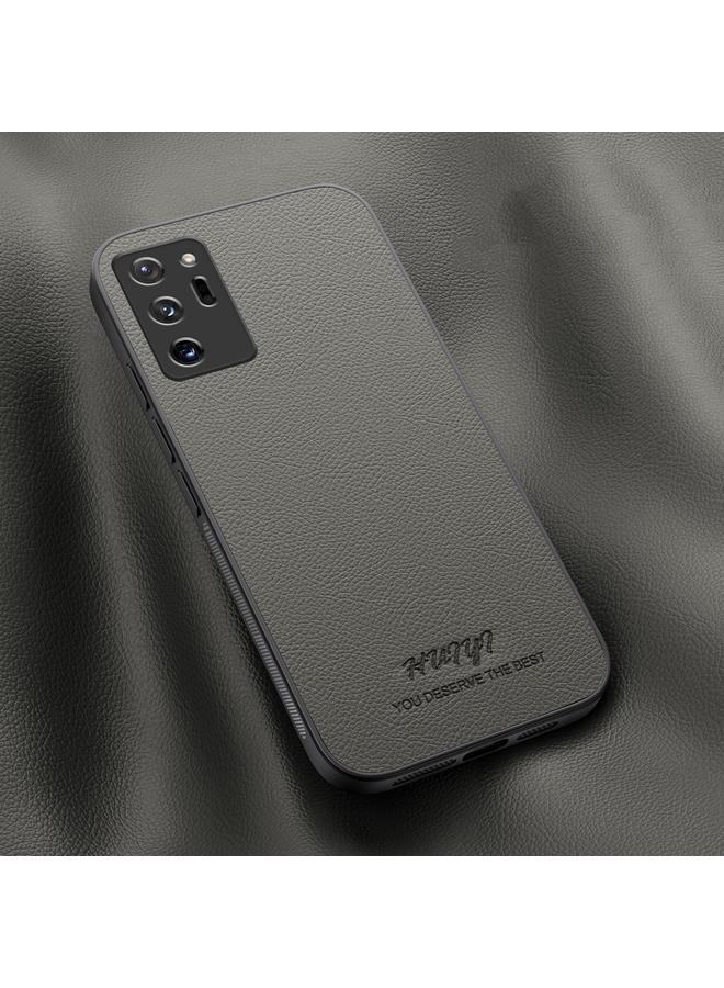 جراب هاتف مغناطيسي جلدي من HUIYI لهاتف Samsung Galaxy Note20 Ultra (رمادي)