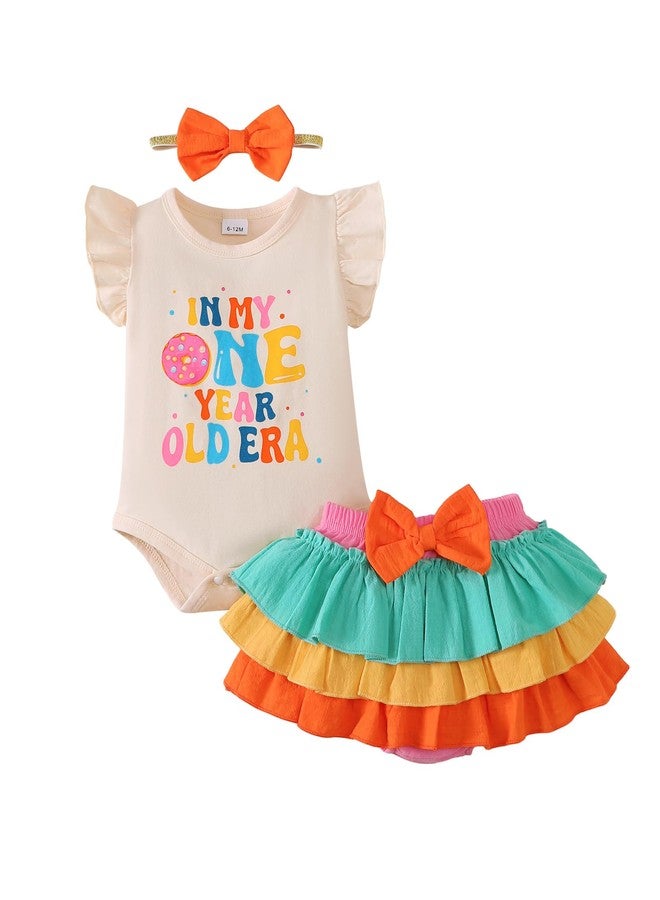 Mioglrie First Birthday Outfit Girl 12 18 Months Baby Girl Clothes Romper Shorts Headband Ruffle Sleeveless Clothes Apricot Cake Smash Outfits Girls - Image 1