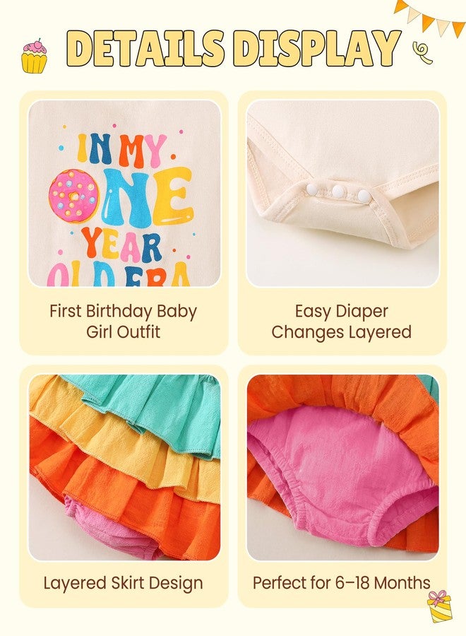 Mioglrie First Birthday Outfit Girl 12 18 Months Baby Girl Clothes Romper Shorts Headband Ruffle Sleeveless Clothes Apricot Cake Smash Outfits Girls - Image 4