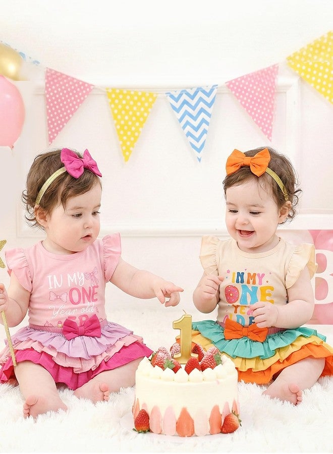 Mioglrie First Birthday Outfit Girl 12 18 Months Baby Girl Clothes Romper Shorts Headband Ruffle Sleeveless Clothes Apricot Cake Smash Outfits Girls - Image 2