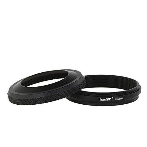 Haoge LH-X49B 2in1 All Metal Ultra-Thin Lens Hood with Adapter Ring Set for Fuji Fujifilm FinePix X70 X100 X100S X100T X100F Camera Black Replaces Fujifilm LH-X100 AR-X100 LH-X70 - Image 2