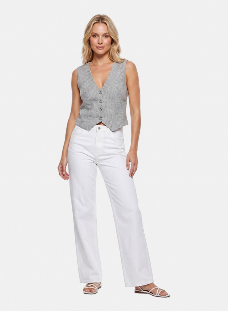 FOREVER 21 Pinstripe Button-Front Tailored Suit Vest - Image 1