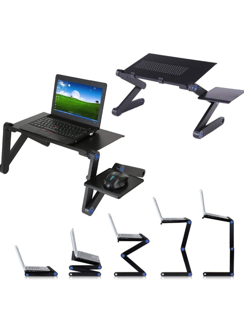 مكتب كمبيوتر محمول متعدد الطيات مصنوع من سبائك الألومنيوم مع حامل ماوس قابل للتعديل وقابل للحمل - Image 1