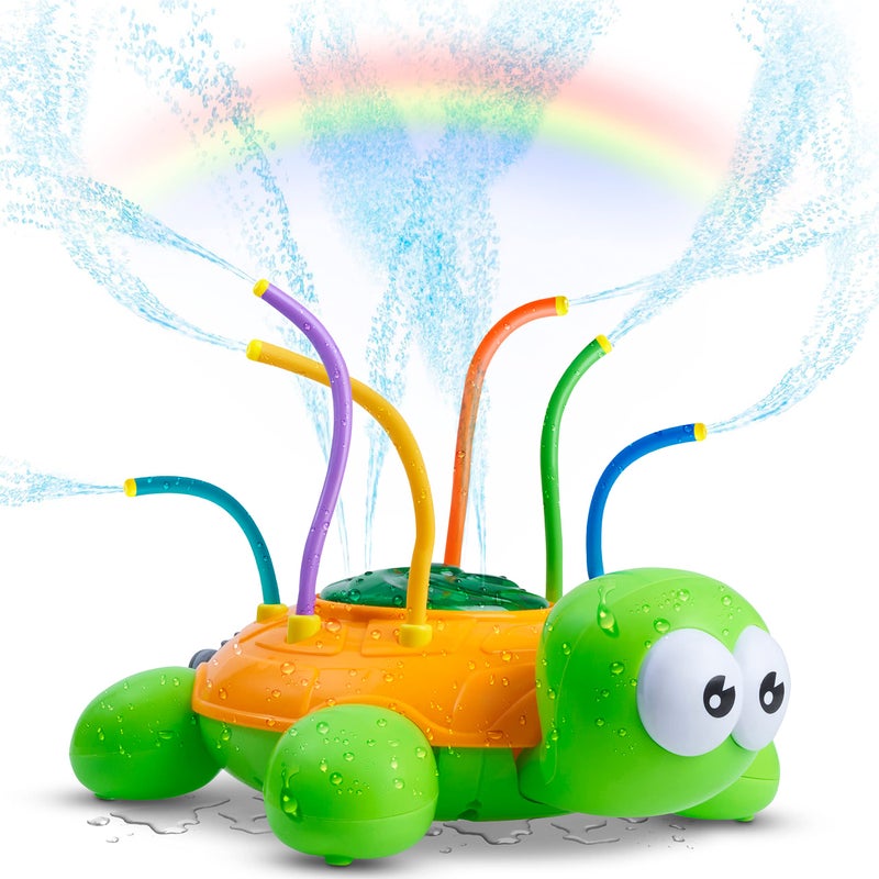 Chuchik Water Sprinkler for Kids, Toddler Outdoor Toys - Backyard Spinning Turtle Kids Sprinkler Toy - Summer Toys Splashing Fun - Sprays Up to 8ft High - Attaches to Garden Hose, Kids Outdoor Toys - Image 1
