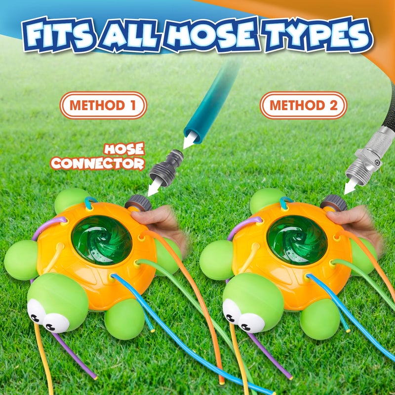 Chuchik Water Sprinkler for Kids, Toddler Outdoor Toys - Backyard Spinning Turtle Kids Sprinkler Toy - Summer Toys Splashing Fun - Sprays Up to 8ft High - Attaches to Garden Hose, Kids Outdoor Toys - Image 5