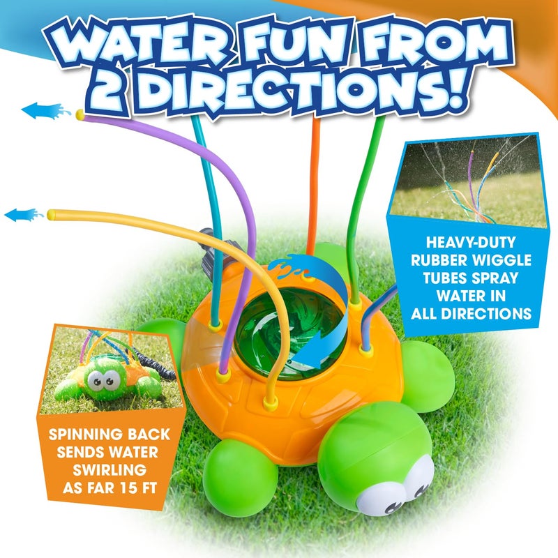 Chuchik Water Sprinkler for Kids, Toddler Outdoor Toys - Backyard Spinning Turtle Kids Sprinkler Toy - Summer Toys Splashing Fun - Sprays Up to 8ft High - Attaches to Garden Hose, Kids Outdoor Toys - Image 3