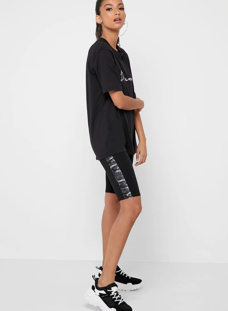 ONLY Snake Print Panel Cycling Shorts