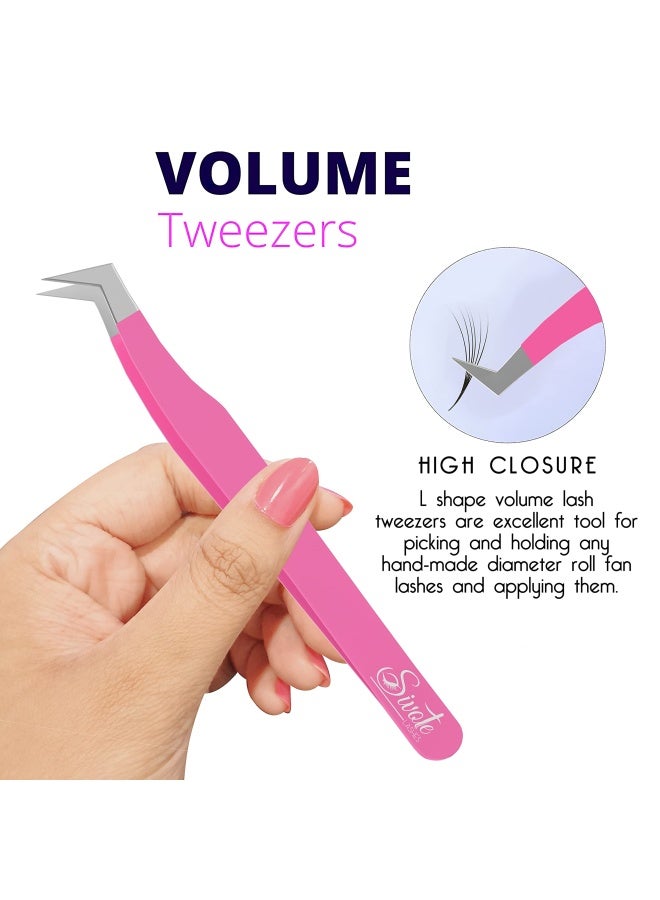 Sivote Lash Tweezers For Eyelash Extensions For Volume  Isolation And Classic Lashes  3 Pack  Pink - Image 3