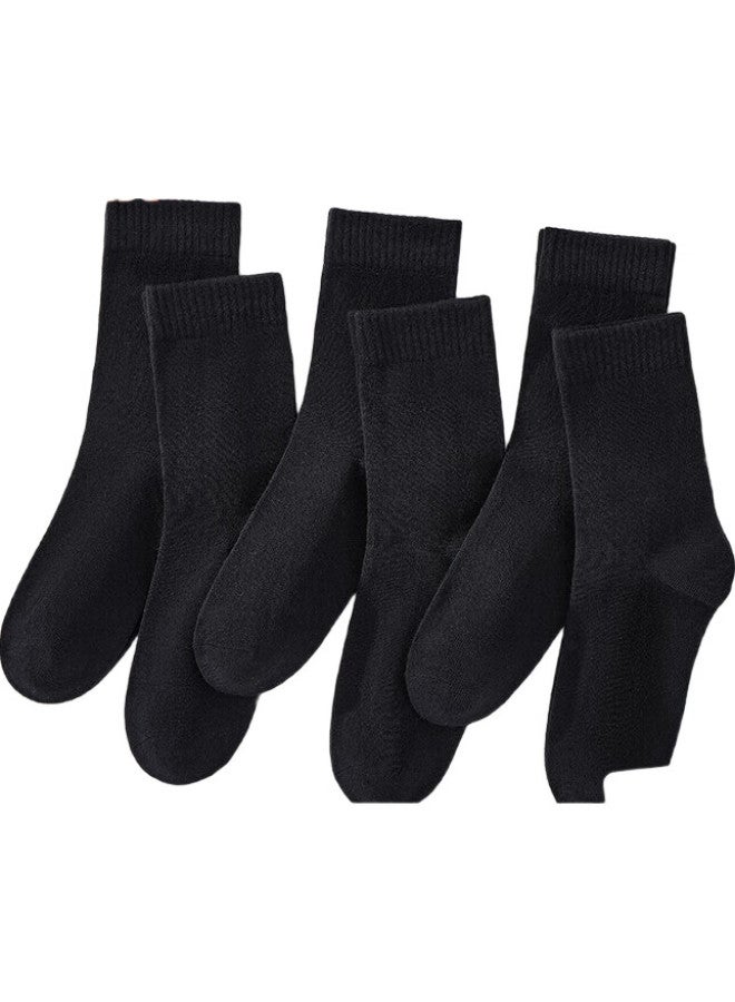 Your Sun Yiershuang [100% Pure Cotton] Men'S Socks, Autumn And Winter, Sweat-Absorbing And Breathable Cotton Socks, Solid Color Mid-Calf Socks, 5 Pairs - Image 1