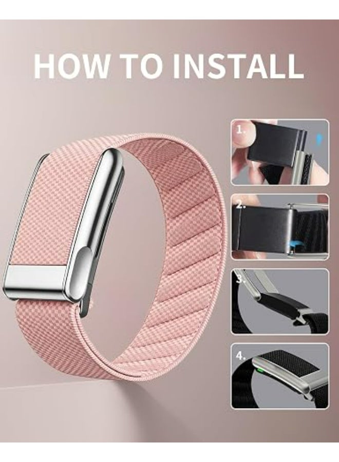 دوامة متوافق مع WHOOP MG / One / Peak / Life Band، حزام بديل من النايلون الناعم مزود بموصل لامع فضي على شكل حرف U، حزام معصم قابل للتعديل، الحزام فقط، غير مخصص لـ WHOOP 4.0 - Image 4