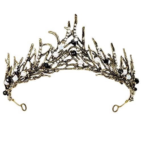 TOCESS Black Crown Tiara for Women Goth Vintage Queen Princess Baroque Crown for Girls, Ideal Gift for Costume Show Party Prom Birthday Halloween - Image 1