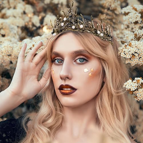 TOCESS Black Crown Tiara for Women Goth Vintage Queen Princess Baroque Crown for Girls, Ideal Gift for Costume Show Party Prom Birthday Halloween - Image 3