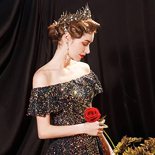 TOCESS Black Crown Tiara for Women Goth Vintage Queen Princess Baroque Crown for Girls, Ideal Gift for Costume Show Party Prom Birthday Halloween - Image 4