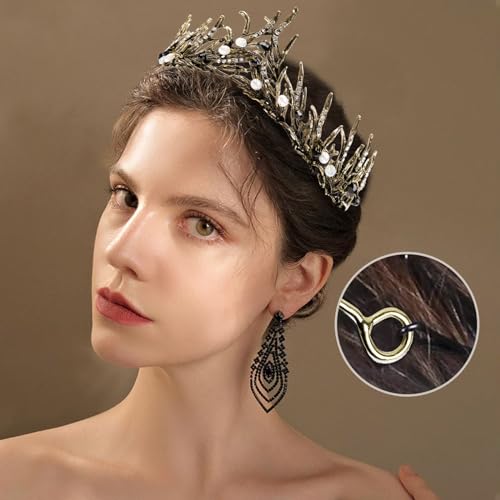 TOCESS Black Crown Tiara for Women Goth Vintage Queen Princess Baroque Crown for Girls, Ideal Gift for Costume Show Party Prom Birthday Halloween - Image 2