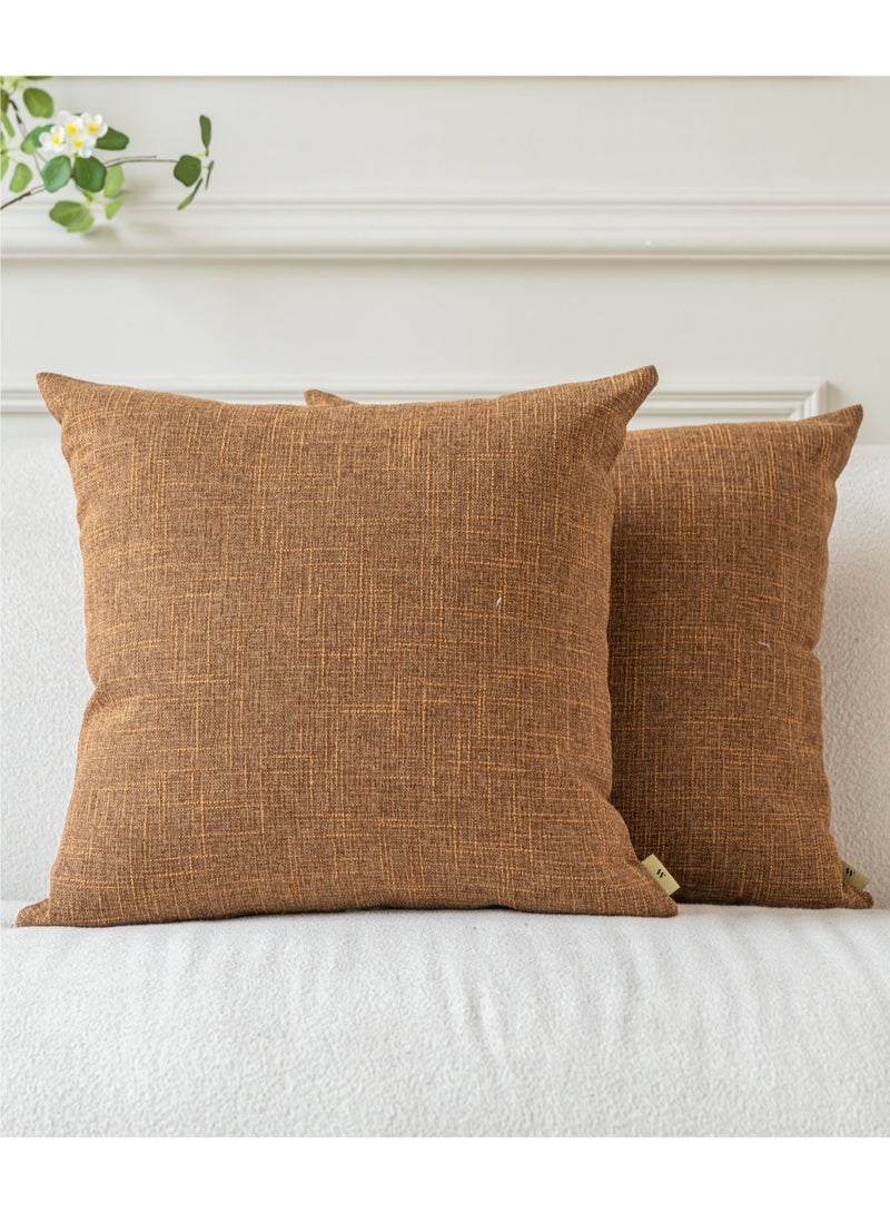 a moment Set of 2 Rust Linen Decorative Throw Pillow Covers 45 x 45 CM Farmhouse Pillow Covers with Cross for Couch Sofa Bed Living Room Home Decor - Image 1
