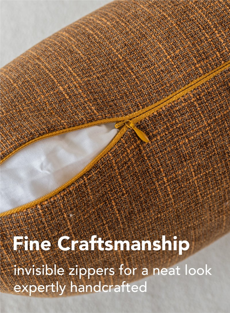 a moment Set of 2 Rust Linen Decorative Throw Pillow Covers 45 x 45 CM Farmhouse Pillow Covers with Cross for Couch Sofa Bed Living Room Home Decor - Image 3