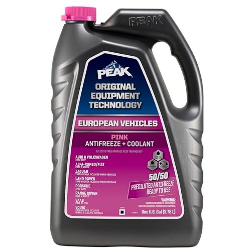 PEAK OET Extended Life Pink 50/50 Prediluted Antifreeze/Coolant for European Vehicles, 1 Gal. - Image 1