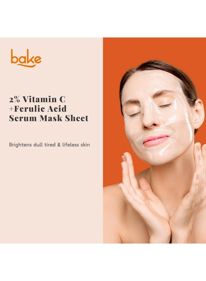 BAKE 2% Vitamin C + Ferulic Acid Serum Sheet Mask for Dark Circles, Spots & Pigmentation | Paraben Free, 100% Biodegradable | Brightening & Glow Effect - Image 3