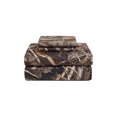 VISI-ONE Realtree Max-5 Full Camo 4 Piece Sheet Set – Lightweight, Cooling, Wrinkle-Free Microfiber 15" Deep Pockets Sheets, Unisex Rustic Western Farmhouse Style for Home, RVs, & Camping - Image 1