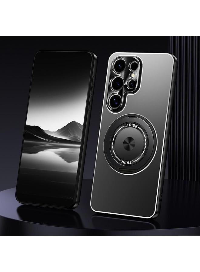 S-TOP Case For Samsung Galaxy S25 Ultra 5G Rotating Holder Frosted Metal Phone Case - Image 1