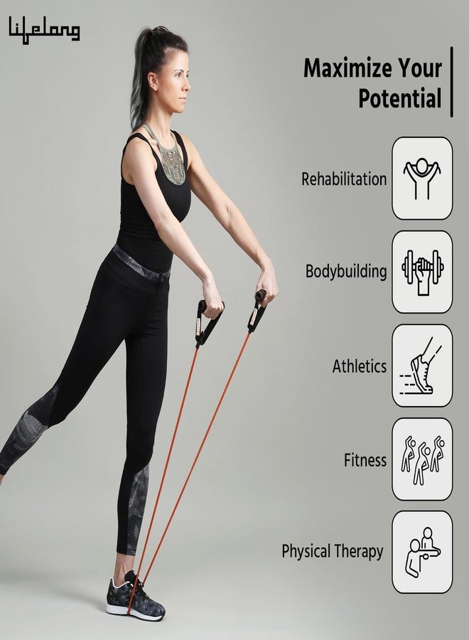 Lifelong Resistance Tube for Workout | Light Resistance 10 KG | Exercise Tubes with Foam Grips & Door Anchor | for Exercise, Physio, Yoga, Home Workout, Stretching, Strength Training | Red - Image 5