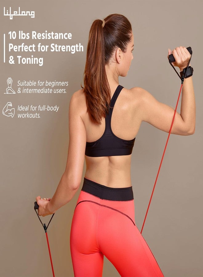Lifelong Resistance Tube for Workout | Light Resistance 10 KG | Exercise Tubes with Foam Grips & Door Anchor | for Exercise, Physio, Yoga, Home Workout, Stretching, Strength Training | Red - Image 1