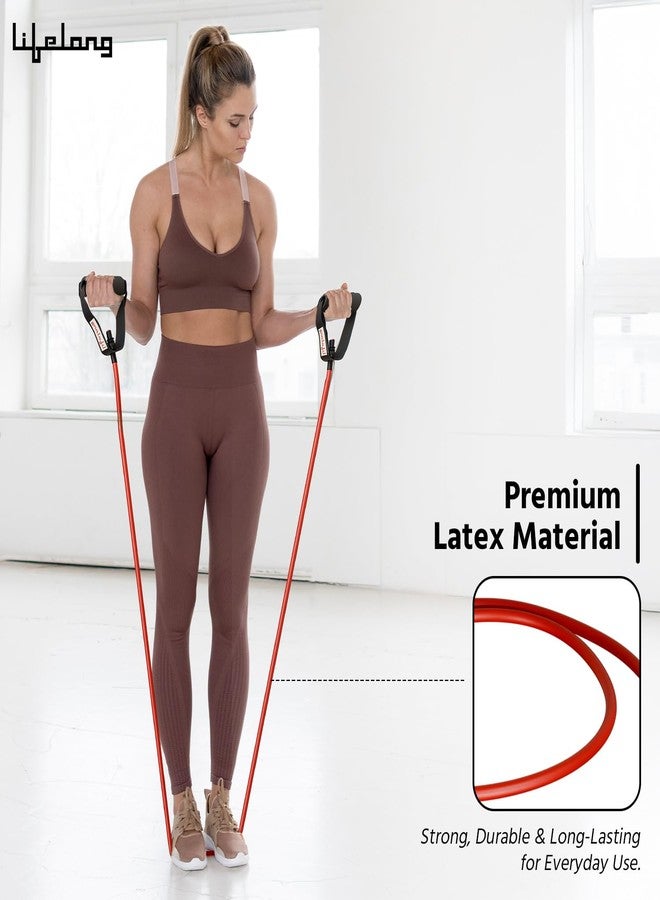 Lifelong Resistance Tube for Workout | Light Resistance 10 KG | Exercise Tubes with Foam Grips & Door Anchor | for Exercise, Physio, Yoga, Home Workout, Stretching, Strength Training | Red - Image 3