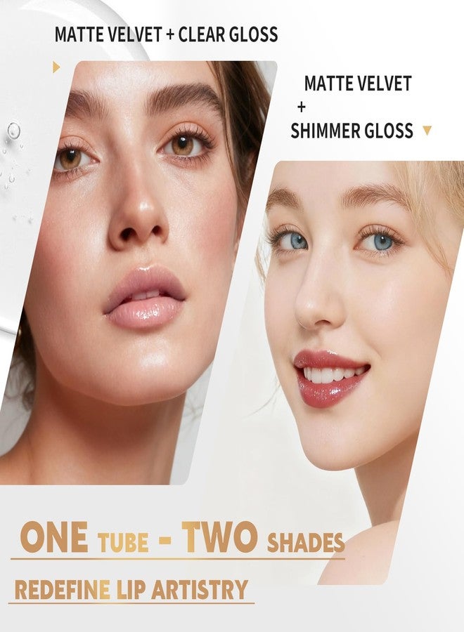 Color Nymph Matte Liquid Lipstick with Clear & Shimmer Lip Oil | 2PCS Lip Makeup Set for Women & Girls | High Pigment Color Long-Lasting Dual Ended Lip Gloss | Cruelty-Free & Vegan (2-Count, 04) - Image 2