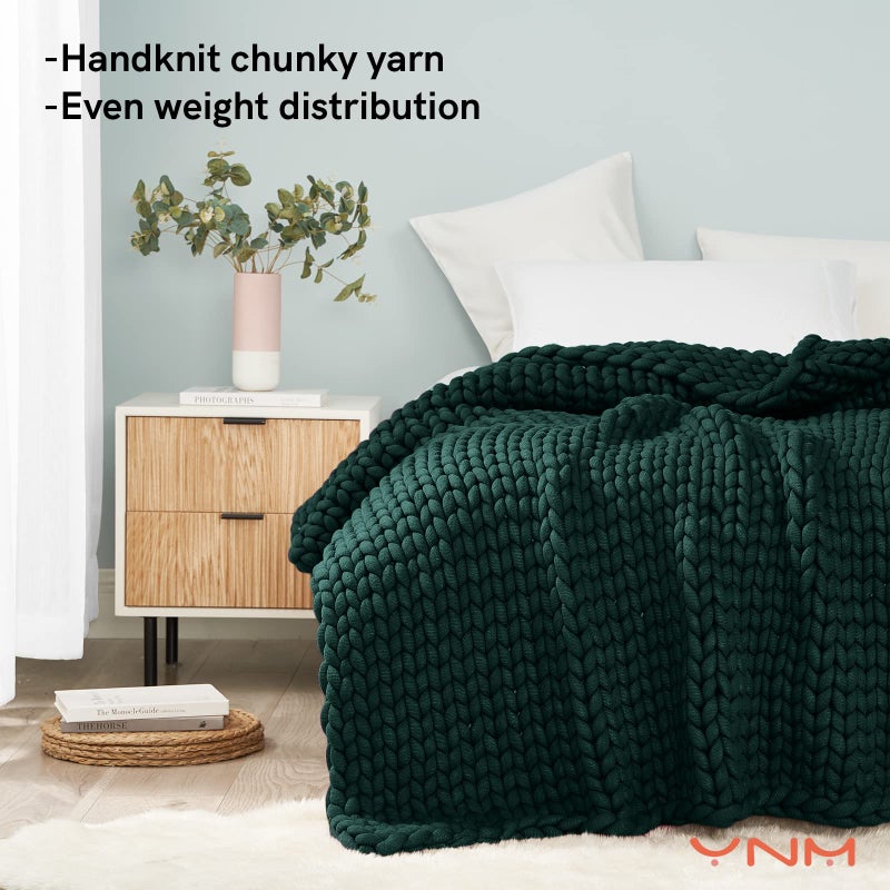 YnM Knitted Weighted Blanket, Handmade Chunky Knitted Design, Soft and Cozy, Temperature Regulating and Breathable, Machine Washable Throw for Sleep or Home Decor (Pacific Green, 50x60 Inch, 10lbs) - Image 2