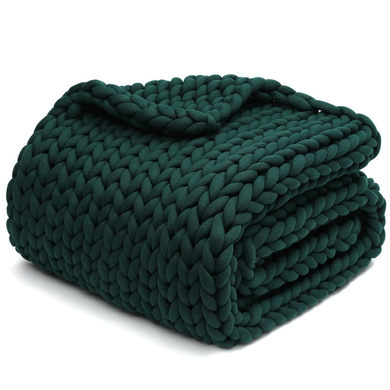 YnM Knitted Weighted Blanket, Handmade Chunky Knitted Design, Soft and Cozy, Temperature Regulating and Breathable, Machine Washable Throw for Sleep or Home Decor (Pacific Green, 50x60 Inch, 10lbs) - Image 1