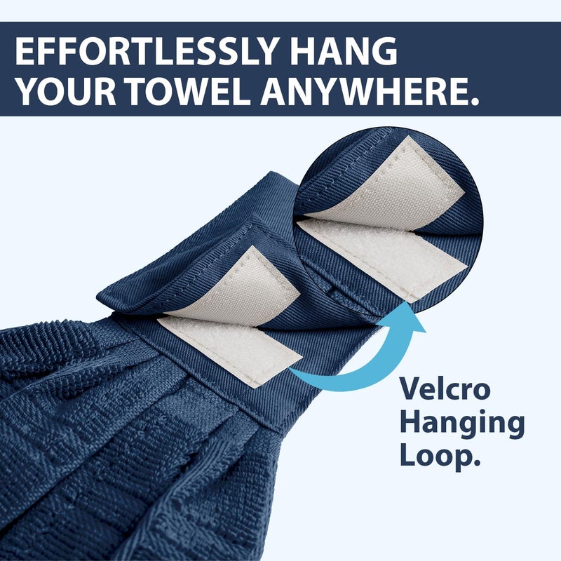 Blue Needles Hanging Kitchen Towels - Blue 100% Cotton Solid Kitchen Tie Towel, Set of 2 Hand Dish Cloth with Hanging Loops 9 x 17 Inches, Absorbent, Super Soft, and Fast Drying Home Essential - Image 2