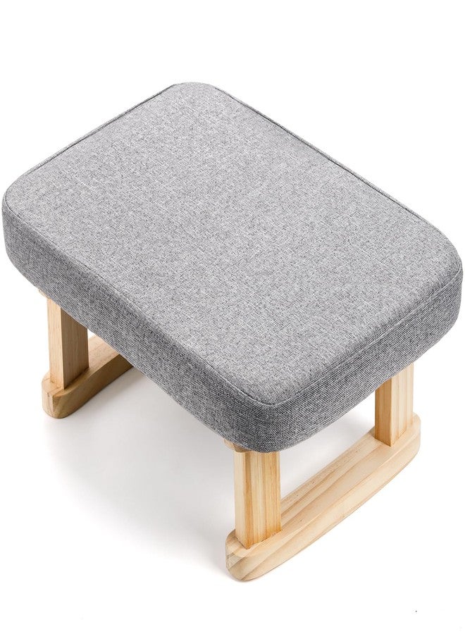 Lawei Small Footstool Ottoman, Rectangle Fabric Foot Stool Rest with Wooden Legs and Non-Slip Soft Padding, Modern Footstools Step for Couch, Desk, Office, Living Room, Bedroom, Entryway, Dogs, Gray - Image 1