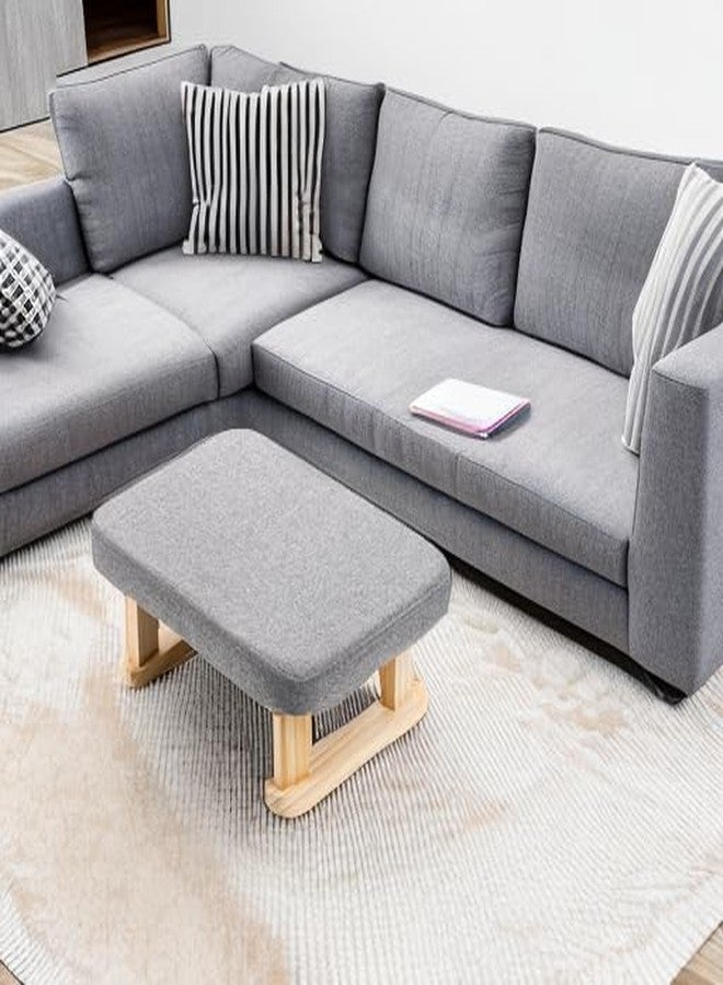Lawei Small Footstool Ottoman, Rectangle Fabric Foot Stool Rest with Wooden Legs and Non-Slip Soft Padding, Modern Footstools Step for Couch, Desk, Office, Living Room, Bedroom, Entryway, Dogs, Gray - Image 5