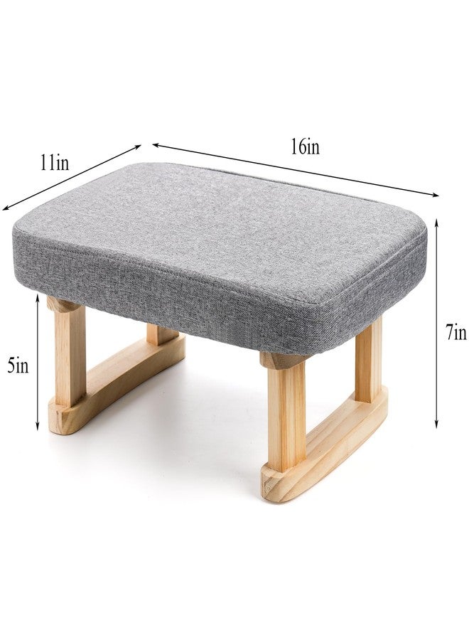 Lawei Small Footstool Ottoman, Rectangle Fabric Foot Stool Rest with Wooden Legs and Non-Slip Soft Padding, Modern Footstools Step for Couch, Desk, Office, Living Room, Bedroom, Entryway, Dogs, Gray - Image 2